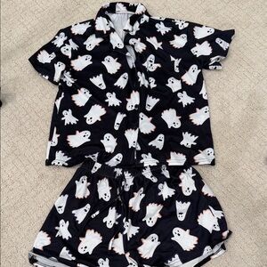 Women’s Black Ghost Print Pajama Set